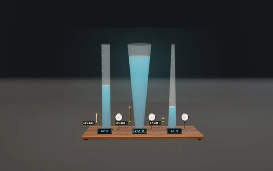 3D-сцена «Разная форма — одно давление»: обложка