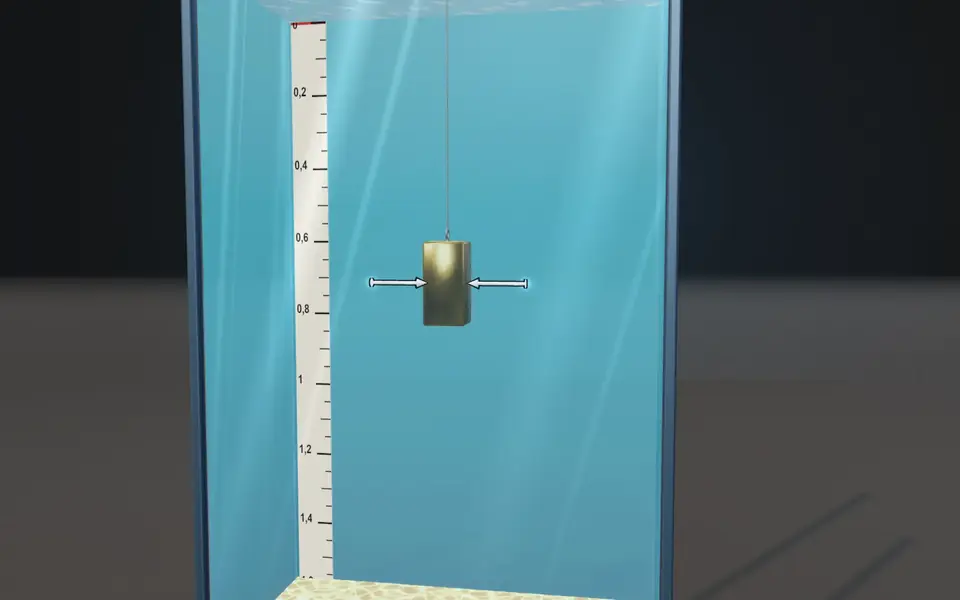 3D-сцена «Давление воды на погружённый брусок»: обложка