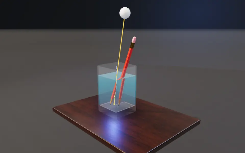3D-сцена «Карандаш и граница воды»: обложка